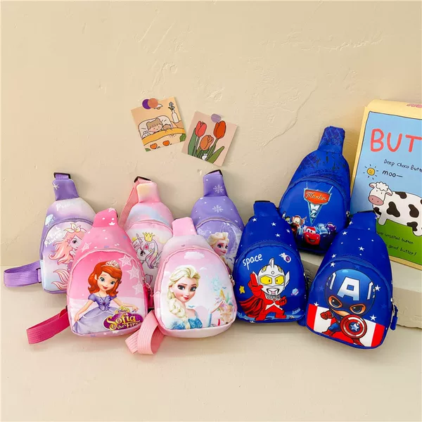 2023 Spring and Summer New Children's Bag Cartoon Oxford Cloth Shoulder Crossbody Chest Bag Boys and Girls Wear Storage Bag