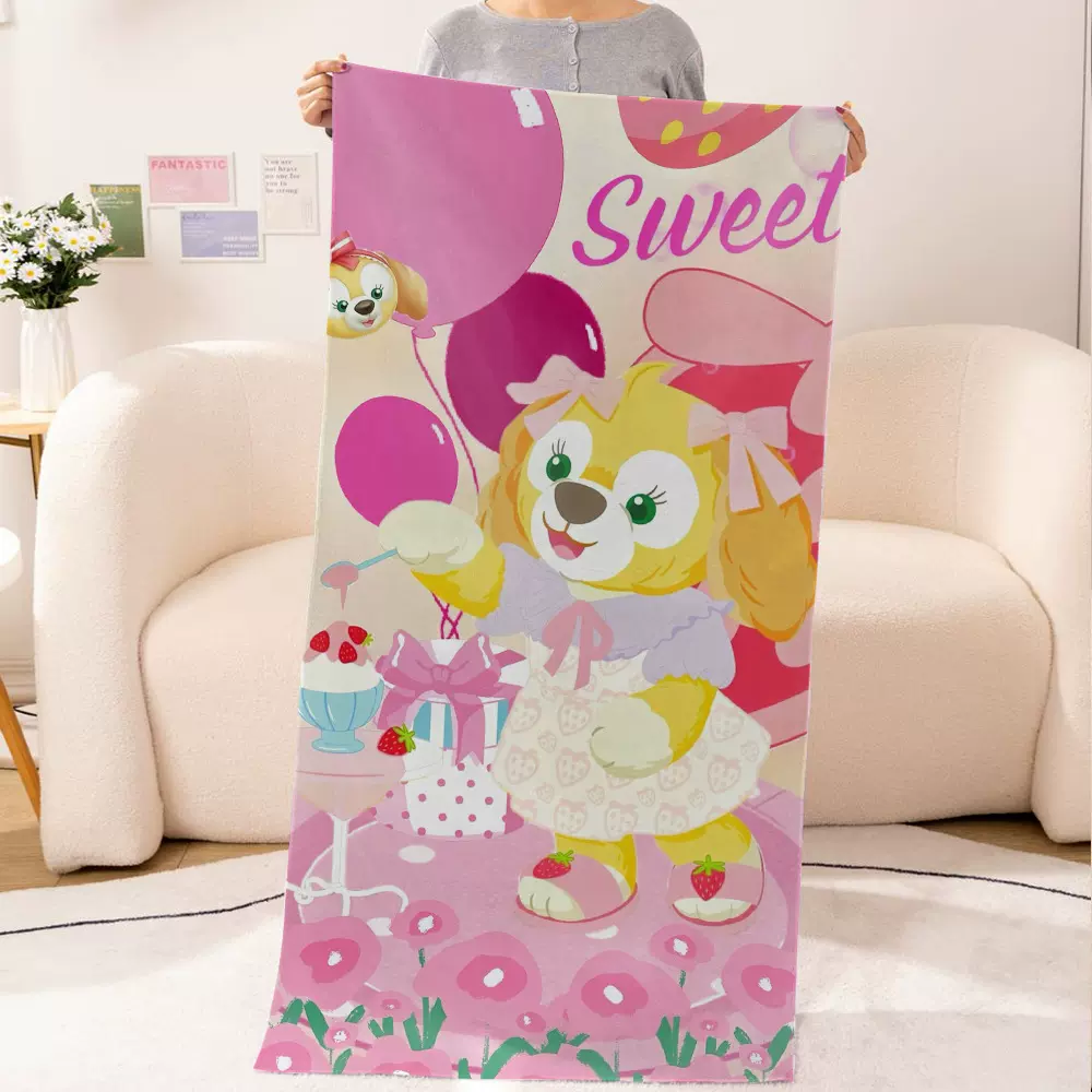 Duffyfamily达菲熊玲娜贝儿星黛露图案浴巾大毛巾女朋友礼物毯子