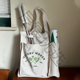 Customized Badminton Bag Tennis Bag Sports Fitness Large Capacity Canvas Bag Single Shoulder Women's New High-Looking Portable Bag