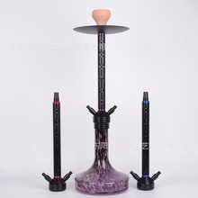 工厂现货阿拉伯铝合金大号双管水烟壶镂空三色酒吧KTV水烟套装