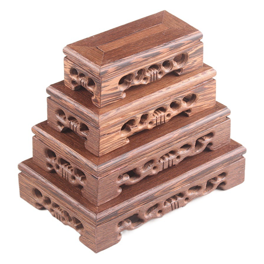 Твердый деревянный цветок бонсай орнамент основа куриное крыло деревянный квадратный фиолетовый глиняный горшок чайник фарфор полый резной деревянный кронштейн