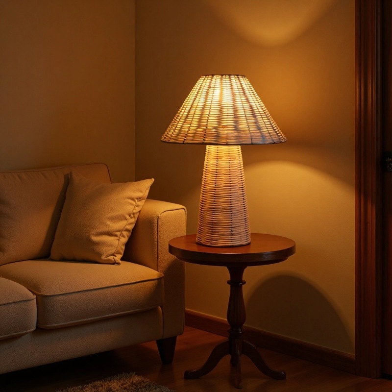 Lámpara de escritorio de caña de color natural led protector de ojos simple nórdico