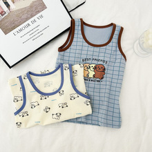 女童纯棉背心儿童内穿打底衫男童居家无袖透气睡衣中大童男孩背心