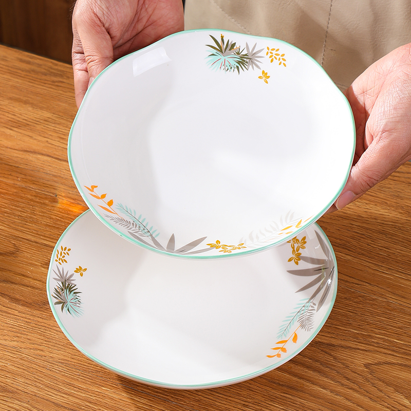 盘子10个装菜盘家用陶瓷炒菜碟子7英寸好看轻奢新款餐具深盘