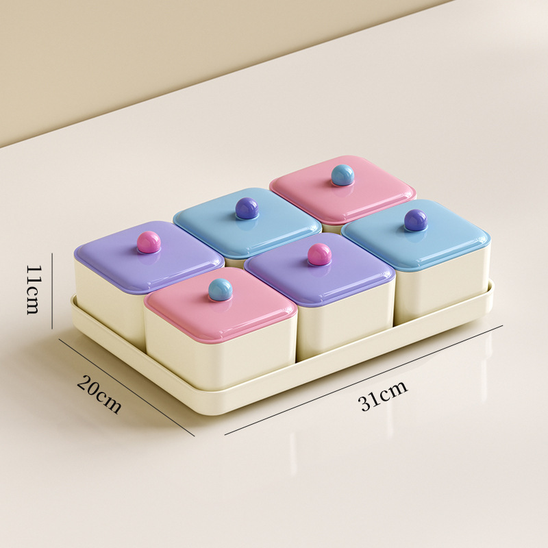 Caja de almacenamiento de dulces y bocadillos Sala de estar casa dividida con tapa de bandeja de frutas bandeja de caja de frutas secas para la Mesa de café romántica de París