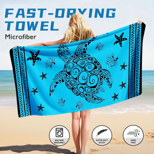 Cross-Border Popular 100×180 Beach Towel Printed Water-Absorbent Quick-Drying Soft Towel Seaside Vacation Beach Large Bath Towel