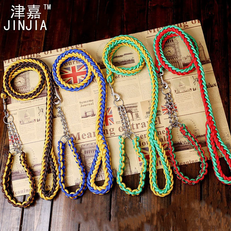 Восьминити плетеный поводок для больших собак, нейлоновый 8-прядной плетеный поводок для домашних животных, ошейник с P-цепочкой, поводок для прогулок для собак, светоотражающий