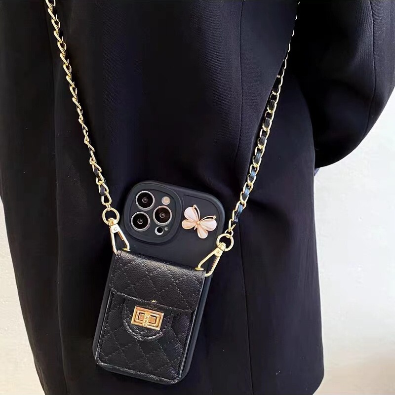 Foreign Trade Chanel-Style Card Holder Case Suitable for Apple 17 Pro Max Phone Case, 16 Crossbody, 15 Butterfly, 14 Full Cover, 13 Chain Foreign Trade Chanel-Style Card Holder Case Suitable for Apple 17 Pro Max Phone Case, 16 Crossbody, 15 Butterfly, 14 Full Cover, 13 Chain
