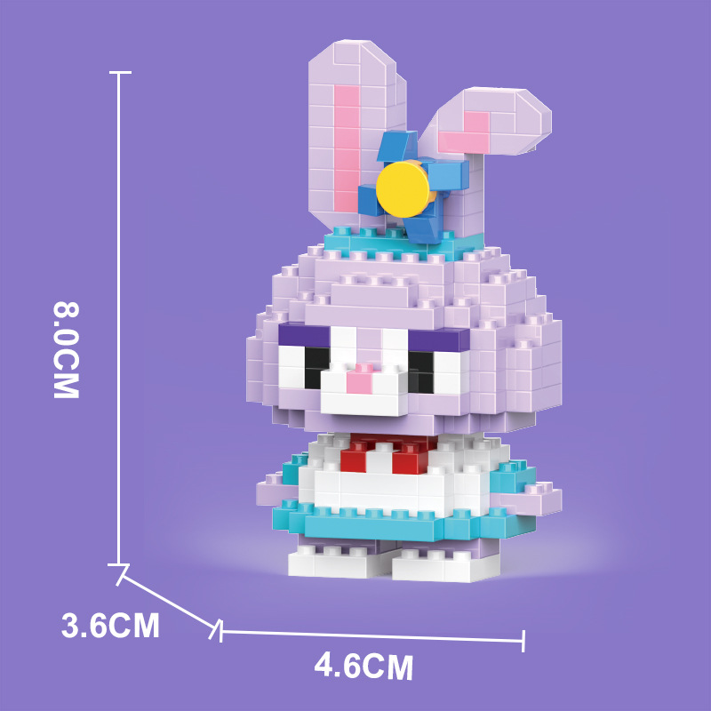 Compatible con LEGO gigante Panda flor azul lindo muñeca de dibujos animados montado bloques construcción juguete para niños puesto caja ciega al por mayor