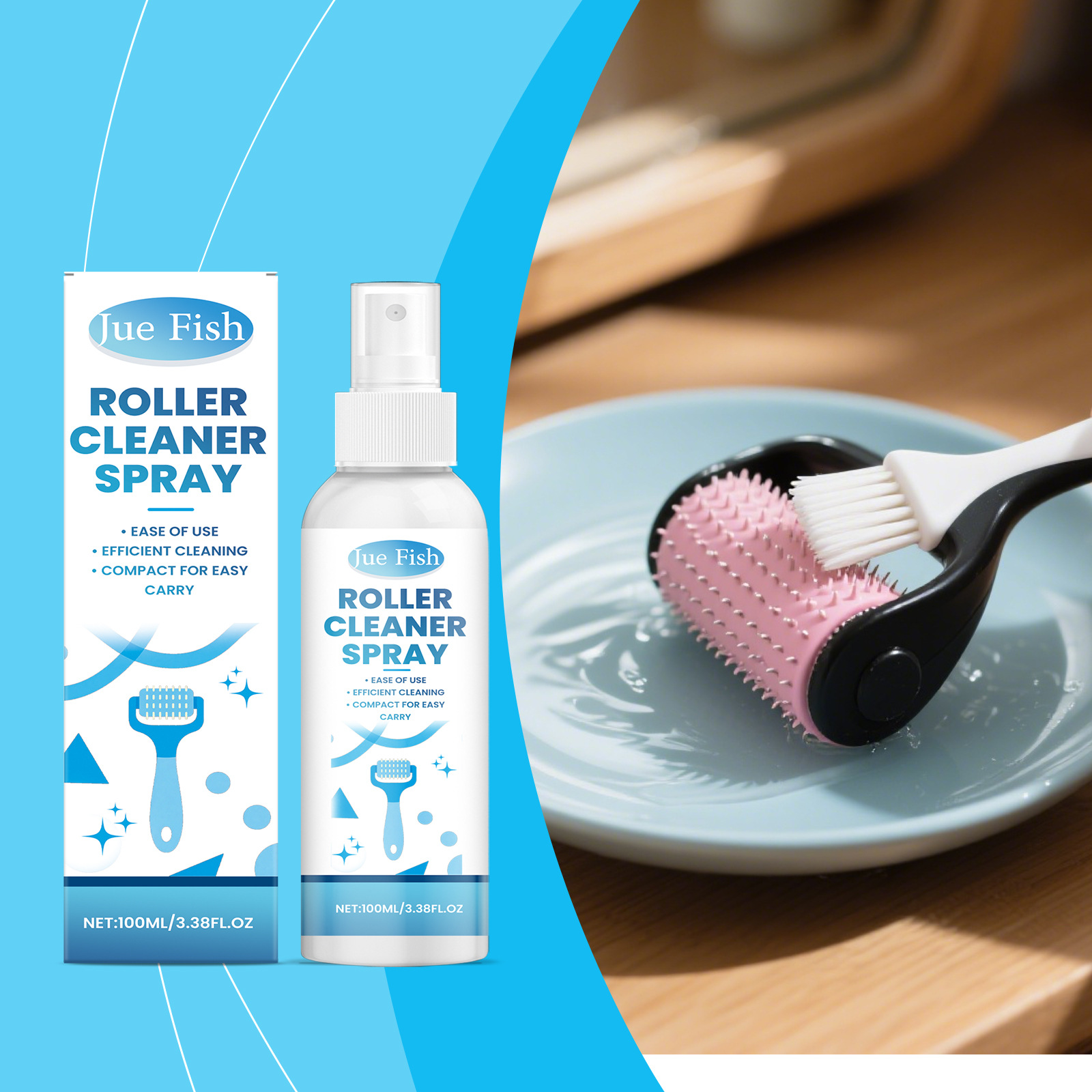 Jue Fish Roller Cleaning Spray Cleans Roller Stains, Improves Smoothness, Maintains Cleanliness, and Maintains and Renovates