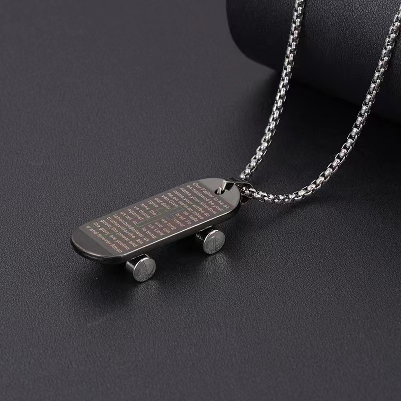 Hip-hop Punk Geometric Skateboard Alloy Titanium Steel Enamel Unisex Pendant Necklace display picture 2