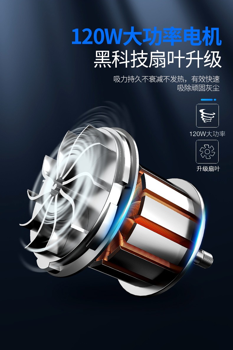 Car Vacuum Cleaner, Rechargeable Wireless Vacuum Cleaner, Dual-Purpose Dry and Wet Vacuum Cleaner for Car and Home, High-Power USB Vacuum Cleaner