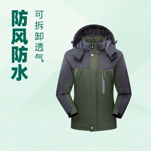 Foreign trade couple outdoor jacket men's fleece-lined thickened warm outdoor hooded jacket cotton-padded coat factory straight