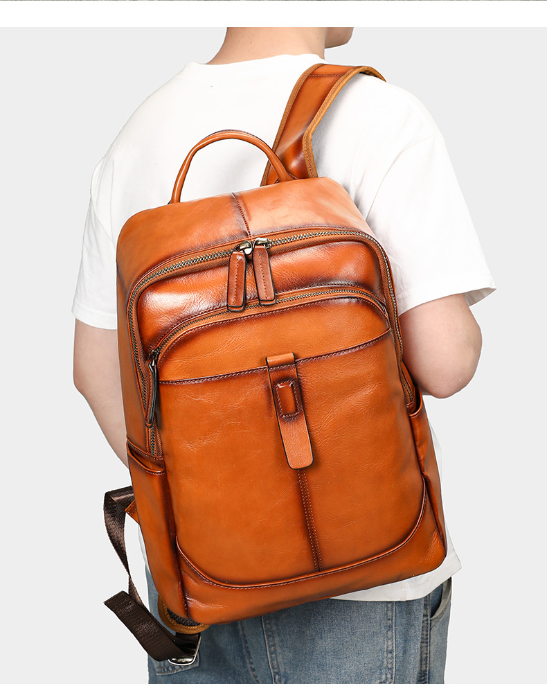 Men's Genuine Leather Backpack - Stylish Casual Laptop Bag_voghion.com