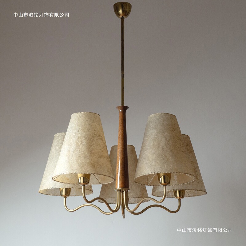 Vintage Century Antique Western Chandelier Bedroom Retro Lamp Parchment Paper Wood Old Money Style Dining Room Living Room Main Light Vintage Century Antique Western Chandelier Bedroom Retro Lamp Parchment Paper Wood Old Money Style Dining Room Living Room Main Light