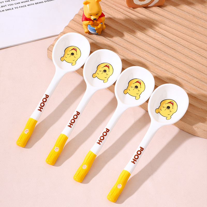 Cuchara de cerámica de Disney, mango largo, cuchara linda, sopa, cuchara, cuchara pequeña, cuchara para niños de dibujos animados, cuchara para el hogar, envío gratis
