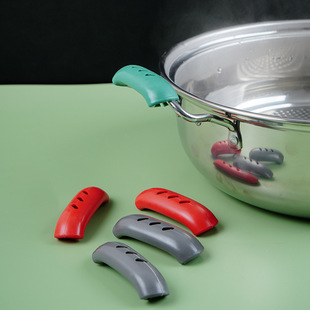 Kitchen Silicone Pot Handle Insulation Cover Iron Pot Handle Cover Steamer Pot Earmuff High Temperature Resistant Anti-Slip Handle Anti-Scalding Cover