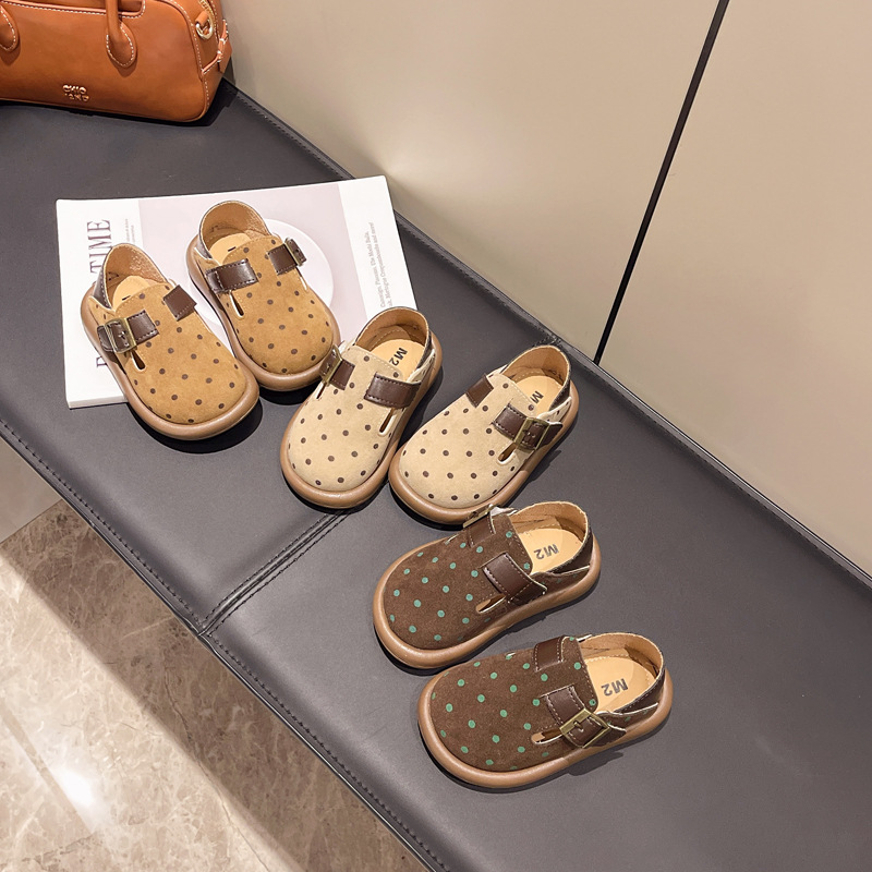 Girls' Potion Point Boken Single-layer Shoes 2024 Autumn New Children's Baby Leather Shoes Korean-style All-match Western-style Peas Shoes