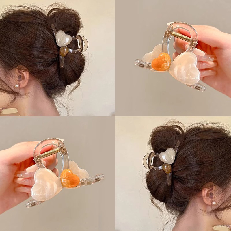 Clip de agarre de temperamento simple y de alta gama, pequeña cantidad de cabello femenino, clip de tiburón en la parte posterior de la cabeza, clip de tiburón, clip de amor, horquilla, tocado
