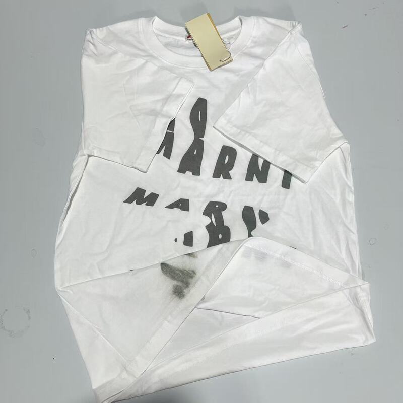 Cross-border bestseller in Japan and Korea: Mar abstract fragmented font printed pattern casual cotton T-shirt for men and women couples Cross-border bestseller in Japan and Korea: Mar abstract fragmented font printed pattern casual cotton T-shirt for men and women couples