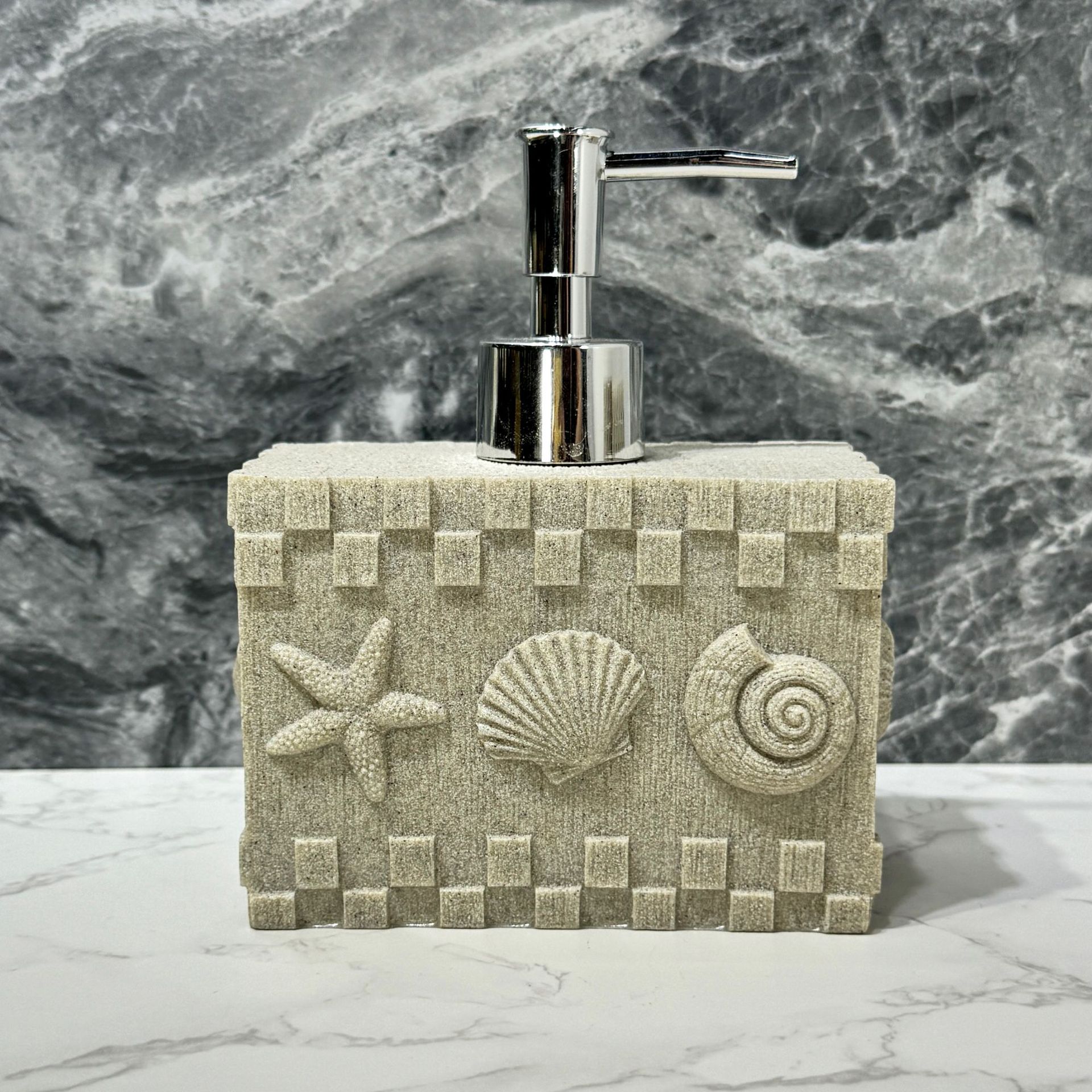 Conchas de piedra arenisca imitación diseño de baño set de baño de resina hotel set de cuatro piezas decoración de baño taza