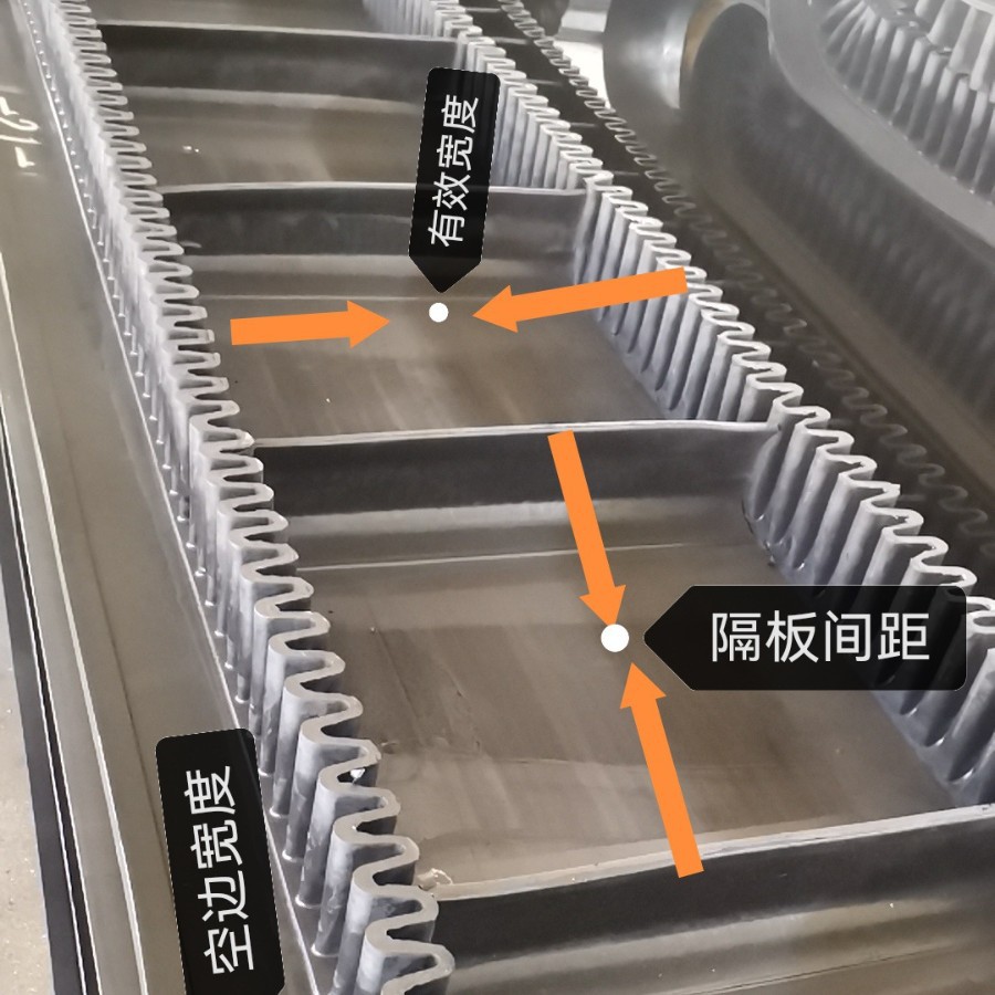 矿山爬坡橡胶输送带挡边环形隔板裙边波纹尼龙工业皮带矿山专用