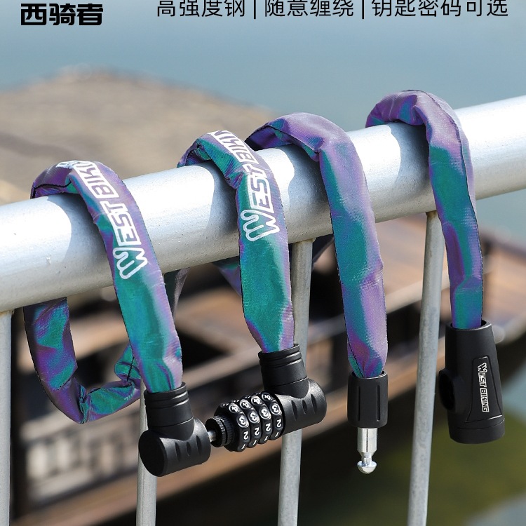 Cerradura de bicicleta de ciclista occidental cerradura de contraseña cerradura de cadena antirrobo especial cerradura de motocicleta eléctrica accesorios de bicicleta portátiles