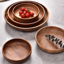 厂家批发相思木果盘木质零食木碟子家用西式圆形木盘日式餐盘