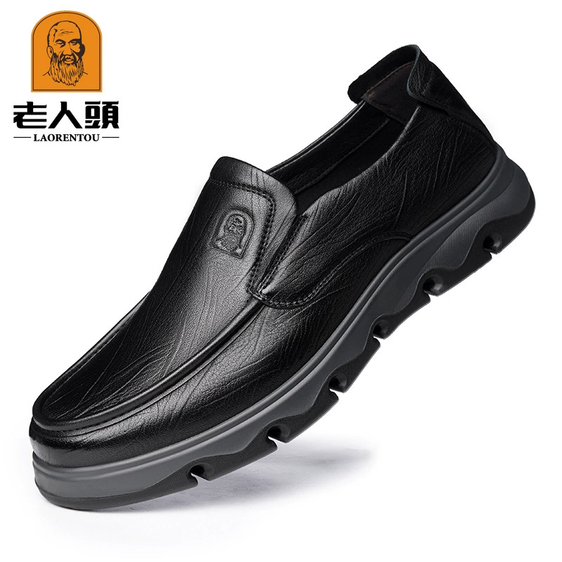Старик кожаная обувь модная мужская деловая удобная обувь на мягкой подошве, овчинная обувь для вождения 2466213