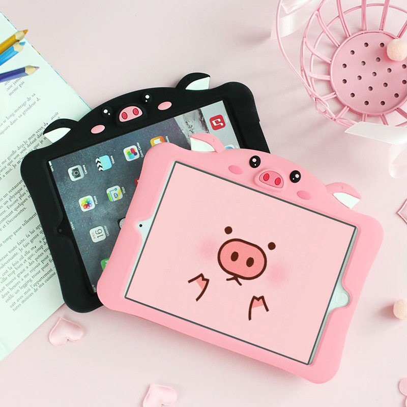 Tablet soft silicone case manufacturer 7-9 inch tablet computer silicone protective case anti-fall cartoon with handle