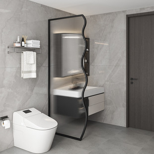 C6M Simple Accessible Luxury Scandinavian Modern Changhong Glass Wave Screen Bathroom Toilet Toilet Dry and Wet Separation Net