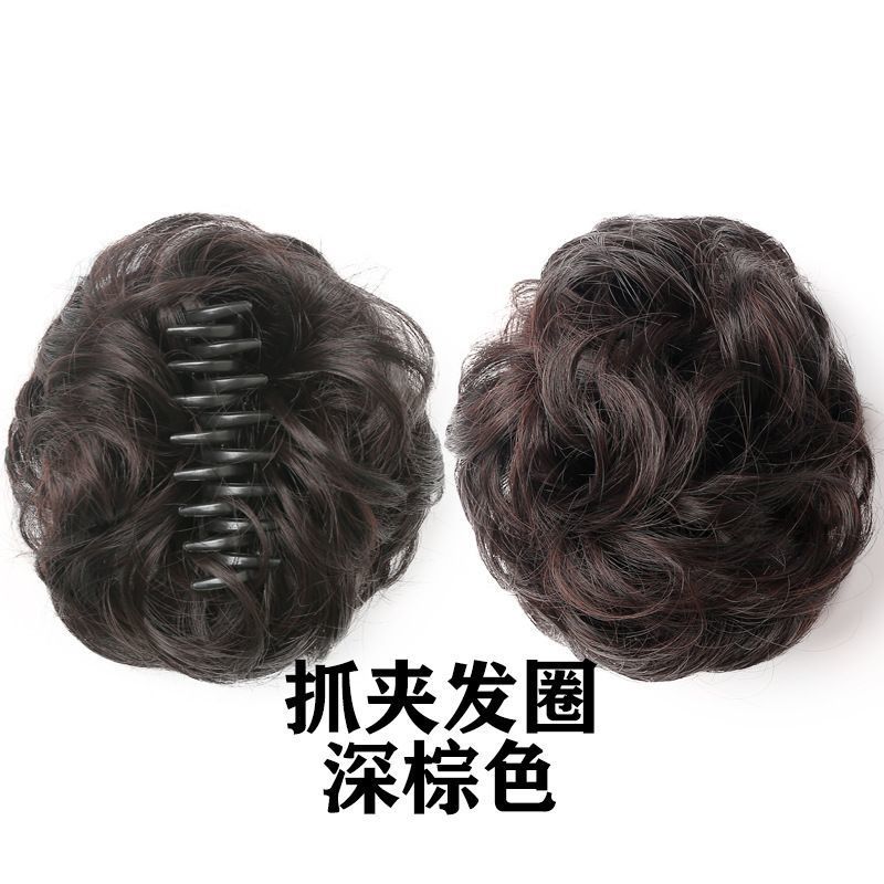 Peluca de cabeza femenina de bola esponjosa anillo de pelo natural flor corsé pelo perezoso updo artefacto Internet celebridad peluca bolsa tocado simulación