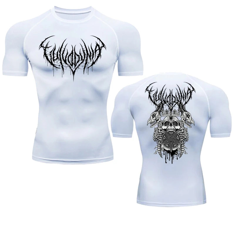Stylish Y2K Skull Print Compression Shirt Men's Running T-Shirt Sports Sports Quick Dry Compression