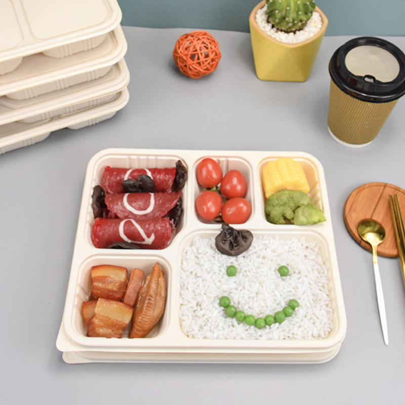 一次性可降解餐盒玉米淀粉多格餐盒户外野炊便当盒四格五格打包盒