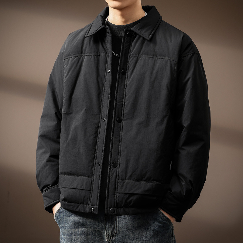 High-End Shirt Lapel Men's down Jacket Lightweight Winter New White Duck down Jacket Short Work Casual Jacket