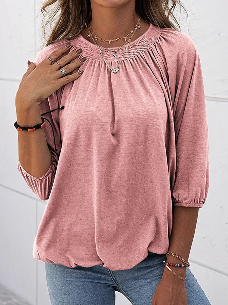 Elegant Solid Color Polyester Round Neck Long Sleeve Regular Sleeve T-shirt display picture 3