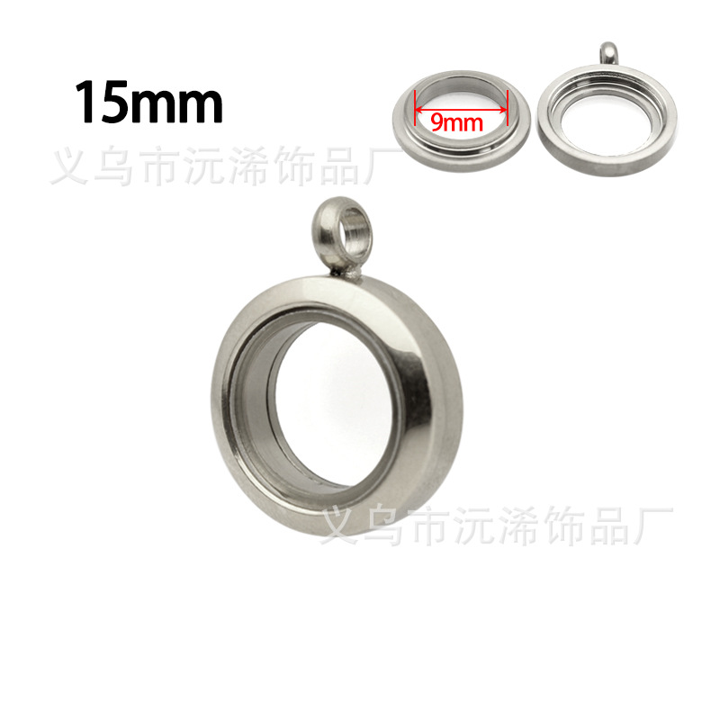 Gawu caja de acero inoxidable redonda de cristal caja de la foto cinabrio COLLAR COLGANTE hombres y mujeres Universal de múltiples tamaños disponibles