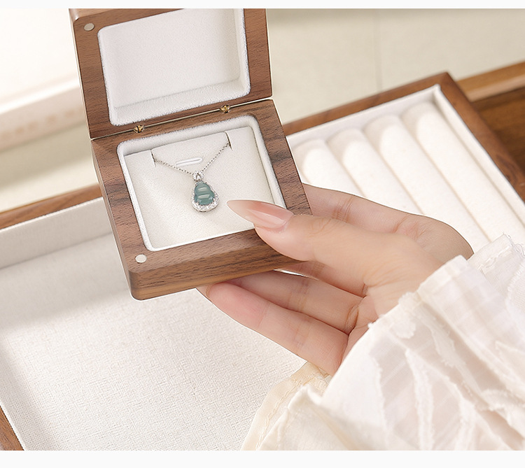 Mặt dây chuyền bạc S925 hình đồng xu Phúc Lộc Bầu đa năng phong cách retro — Mẫu ngọc nước xanh (mặt dây chuyền đơn không bao gồm dây chuyền) chi tiết 4