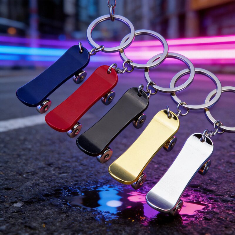 Creative scooter keychain customized metal finger scooter keychain schoolbag small pendant roller skating keychain Creative scooter keychain customized metal finger scooter keychain schoolbag small pendant roller skating keychain