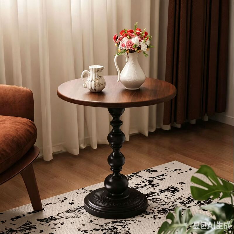 American-style vintage sofa side table, small coffee table for living room, small table for home balcony, vintage iron art small round table American-style vintage sofa side table, small coffee table for living room, small table for home balcony, vintage iron art small round table