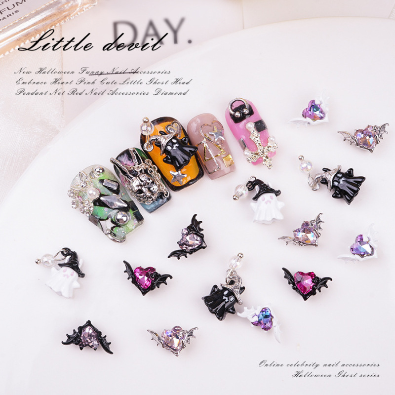 Cross-border Halloween nail accessories funny ghost nail drill one-eye Devil Diamond cartoon nail accessories wholesale