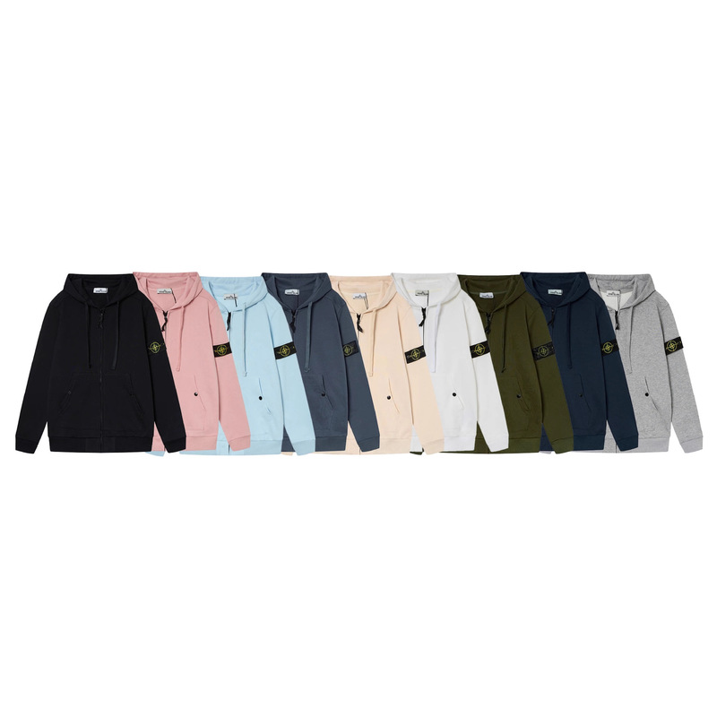 Cross-Border 2024 New Solid Color Zipper Hooded Compass Sleeve Button Badge Cardigan Sweatshirt Large Size Loose Jacket