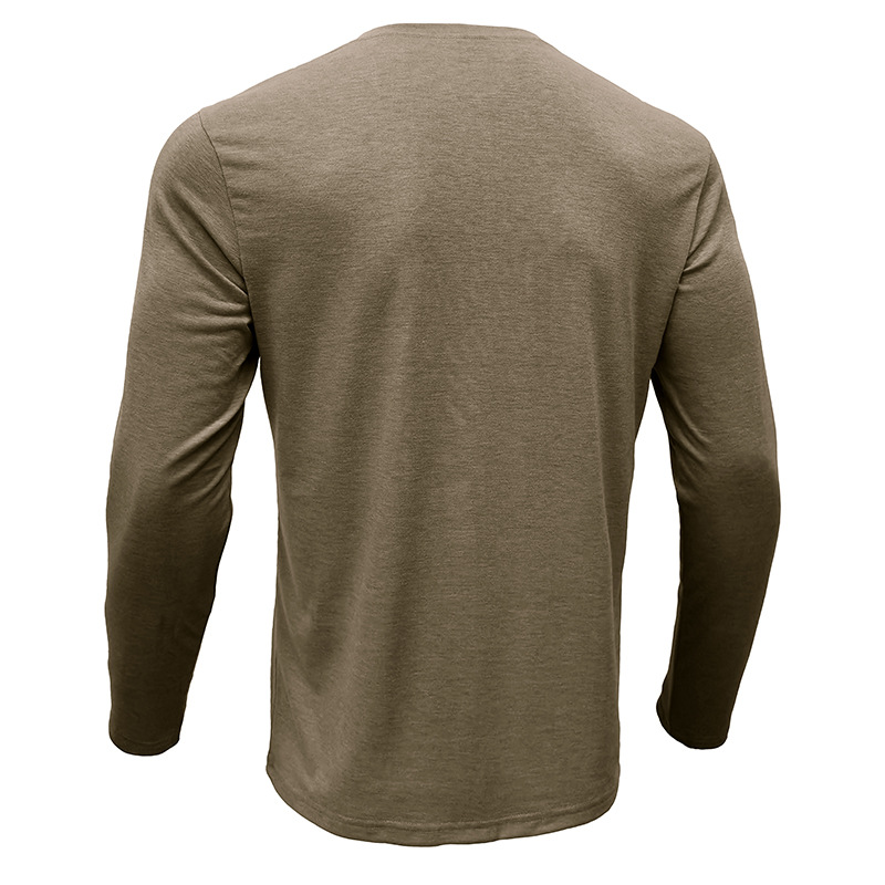 European And American Long Sleeve Crew Neck Base Shirt Foreign Trade Men's T-Shirt Henry Collar Top_voghion.com