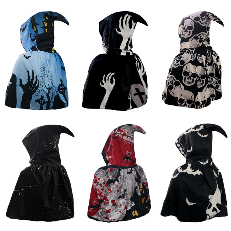 Halloween nueva capa con capuz capa cosplay ropa de maquillaje impresión digital de punto de tela de abrigo