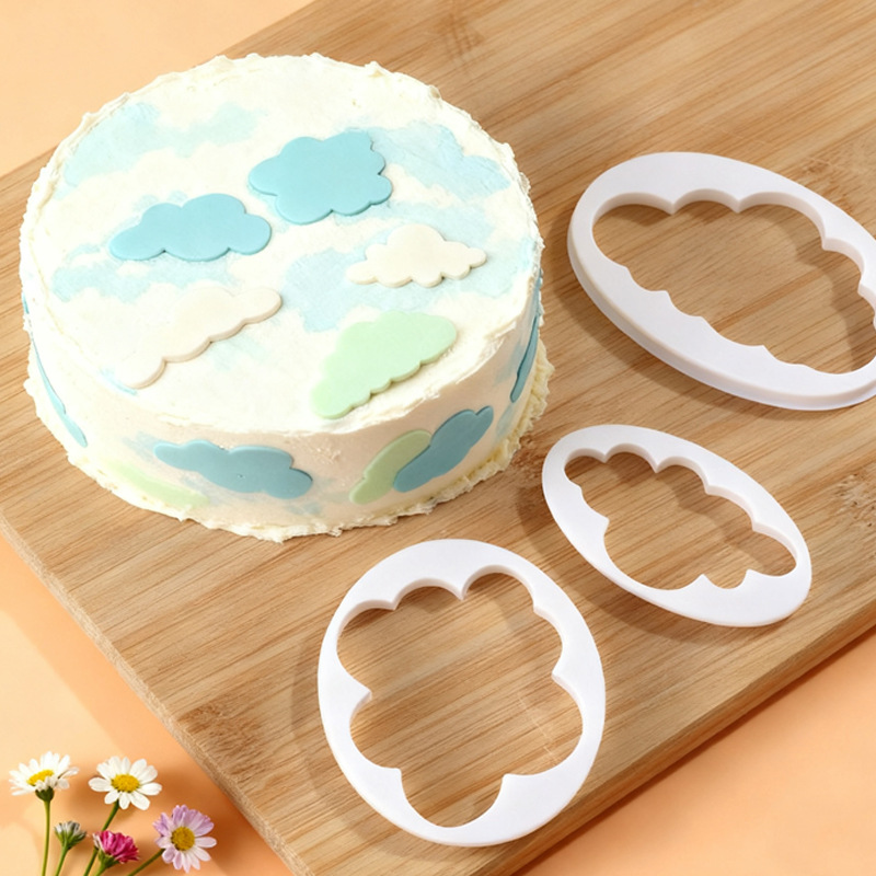 Suministros de repostería en la nube para bricolaje transfronterizo, molde para cortar pasteles, productos de repujado de pan, juego de moldes de plástico, stock listo de fábrica