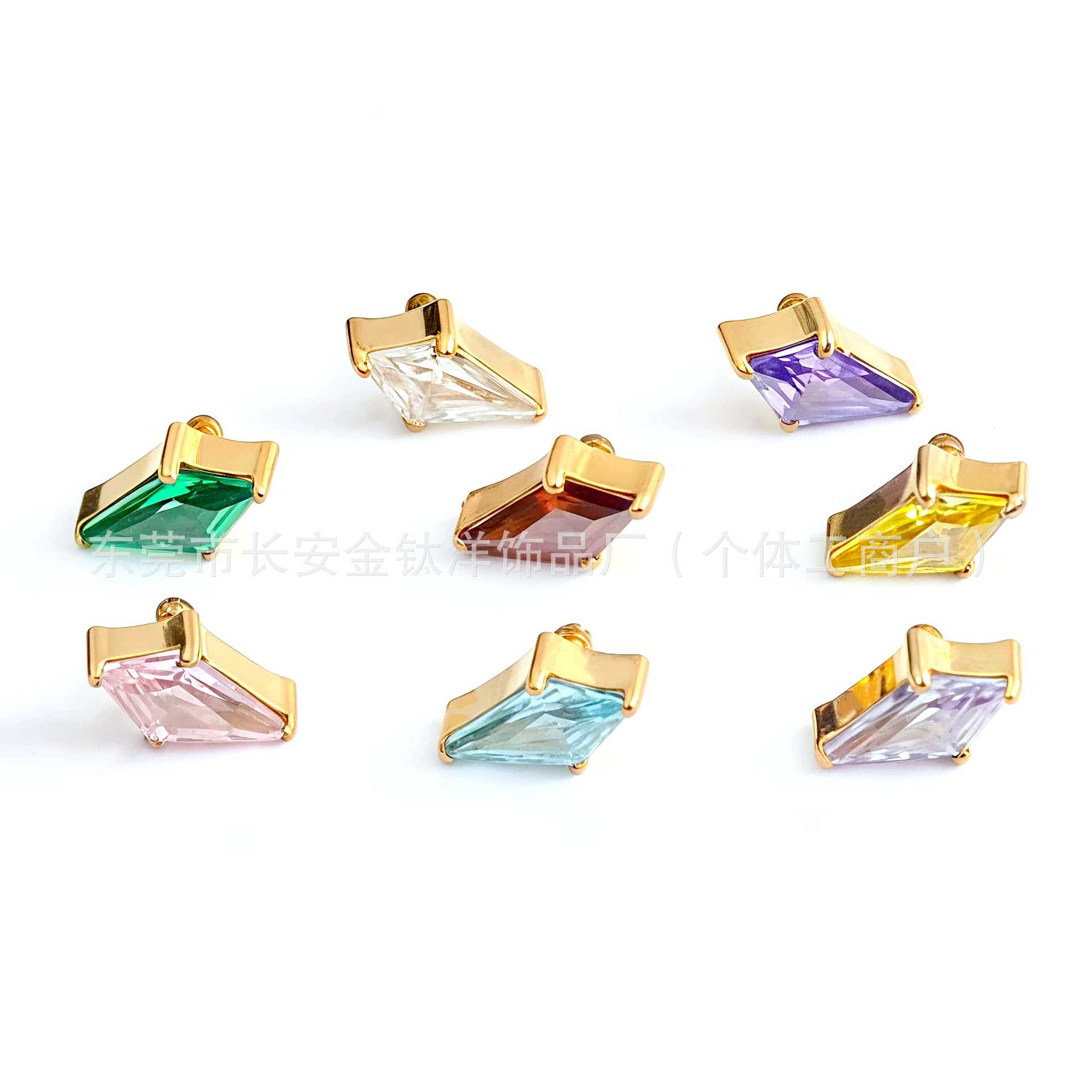 F136 Titanium 18K Gold-Plated Kite 5A Zircon Earrings Lip Nails Nose Nails G23 Titanium Alloy Body Piercing Jewelry detail image 8