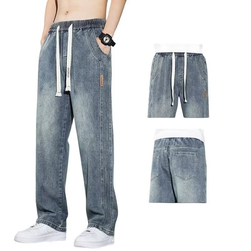 Moda juvenil, tendencia literaria, pantalones perezosos, jeans, hombres lavados 2024, primavera y verano, otoño, temperamento, nuevo estilo