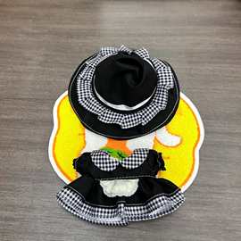 仅衣服】搪胶15-17厘米挂件衣服黑格子蕾丝女仆裙娃衣