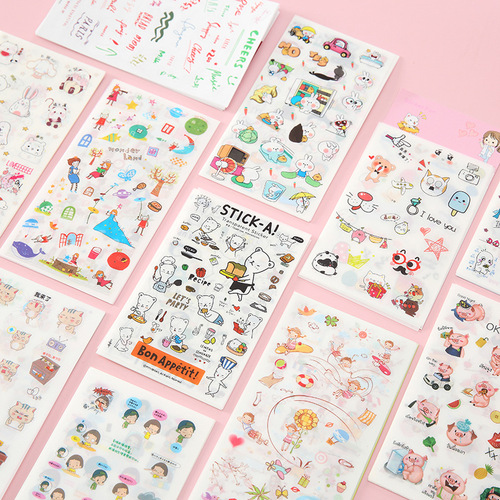 Cartoon Cute 6-Pack Sticker DIY Journal Stickers Student Supplies Stickers Children Stickers Small Pattern Stickers