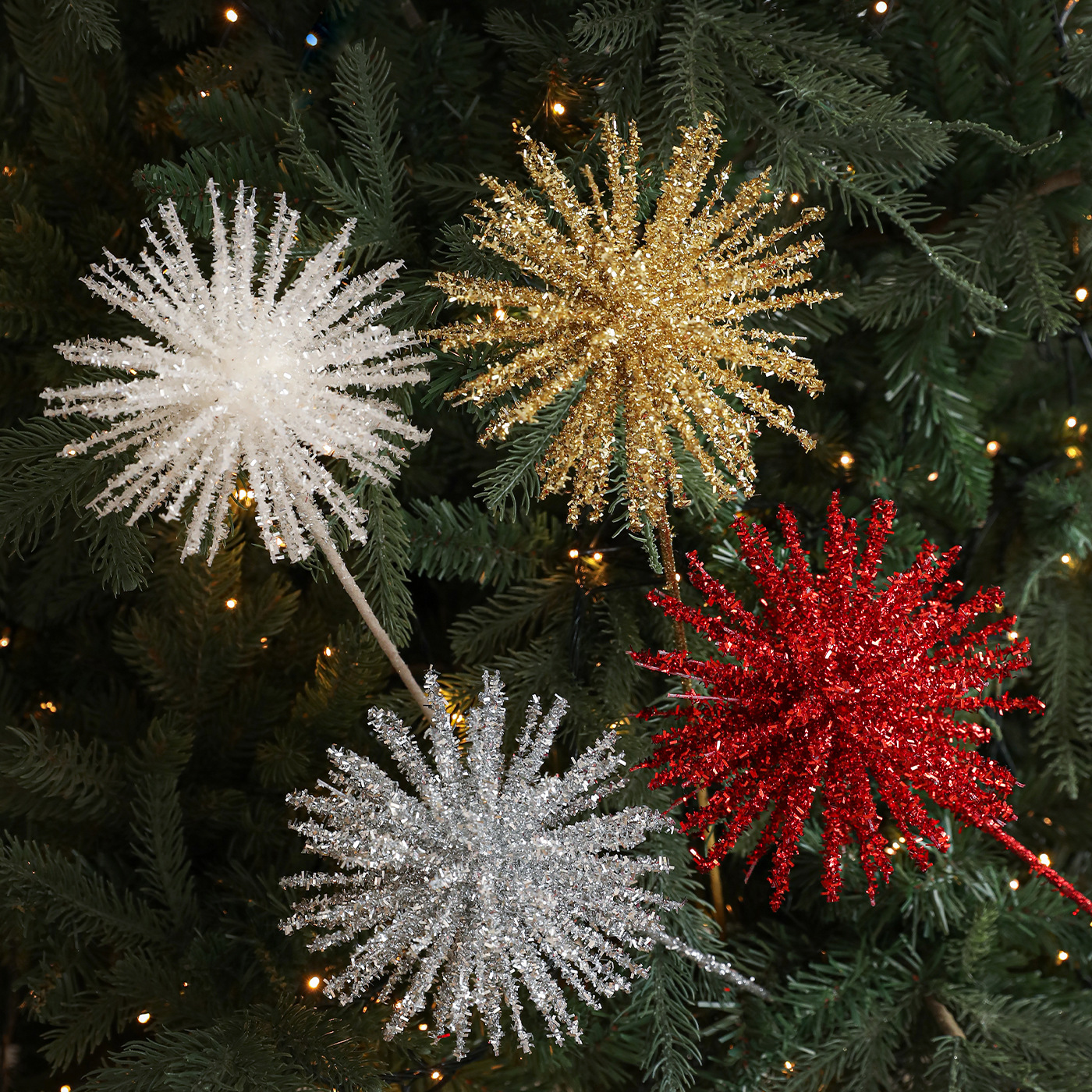 Navidad transfronteriza polvo pegajoso estereoscópico explosivo estrella de color fuegos artificiales polvo flash árbol de Navidad arreglos de flores de vacaciones